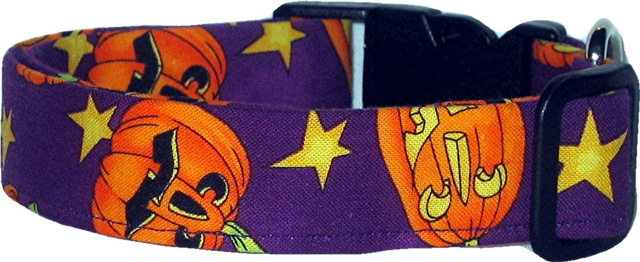 Purple Jack O'Lanterns Handmade Dog Collar