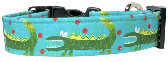 Silly Alligator Crocodile Vibrant Teal Handmade Dog Collar