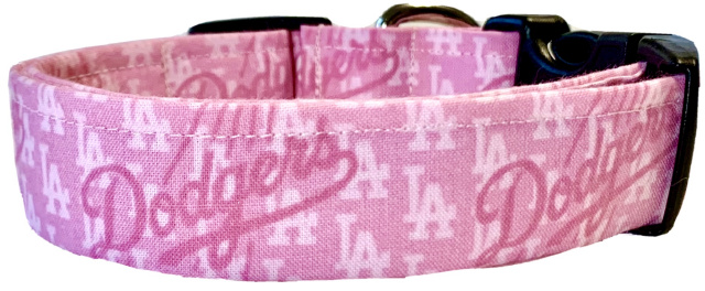 Pink Los Angeles Dodgers Handmade Dog Collar