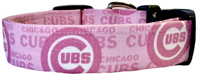 Pink Chicago Cubs Handmade Dog Collar