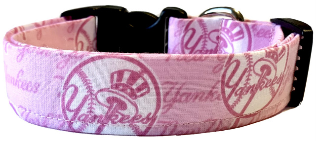 Pink New York Yankees Handmade Dog Collar