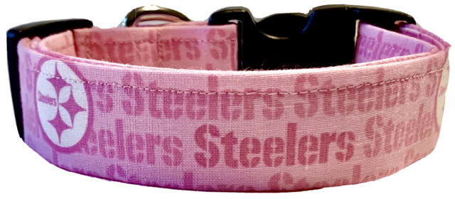 Pink Pittsburgh Steelers Handmade Dog Collar